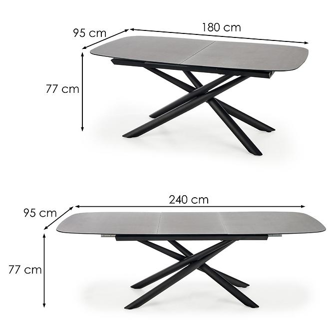 Rozkladací stôl Capello 180/240x95cm Sklo/Oceľ – Tmavé Popolavý/Čierna