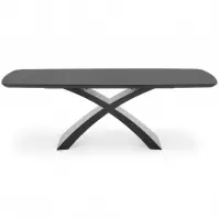 Rozkladací stôl Silvestro 180/220x89cm Sklo/Mdf – Tmavé Popolavý/Čierna