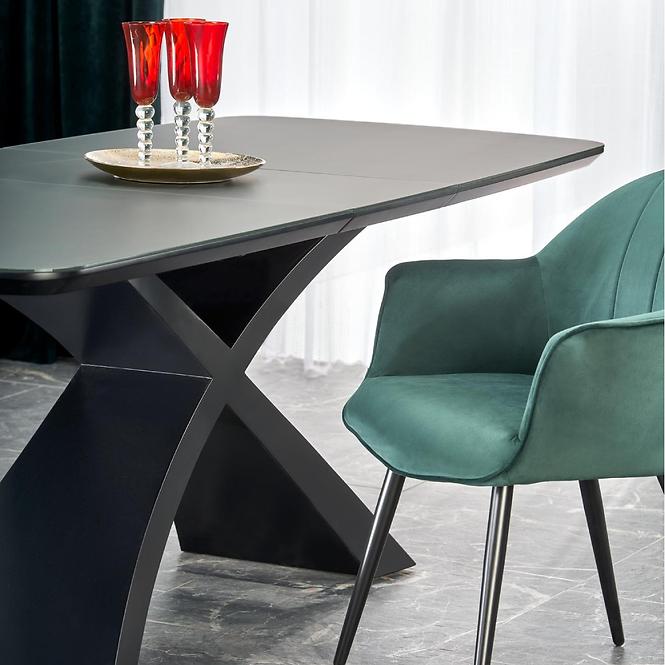 Rozkladací stôl Silvestro 180/220x89cm Sklo/Mdf – Tmavé Popolavý/Čierna