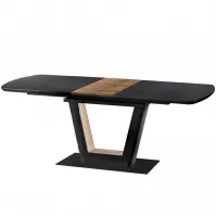 Rozkladací stôl Farrel 160/200x90cm Sklo/Mdf/Oceľ – Čierna/Orechowy