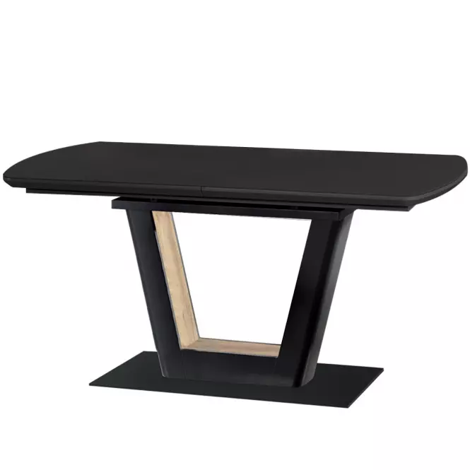 Rozkladací stôl Farrel 160/200x90cm Sklo/Mdf/Oceľ – Čierna/Orechowy,2