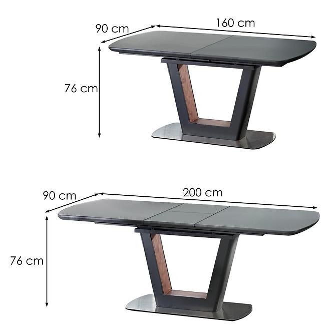 Rozkladací stôl Bilotti 160/200x90cm Antracit Mat/Orech