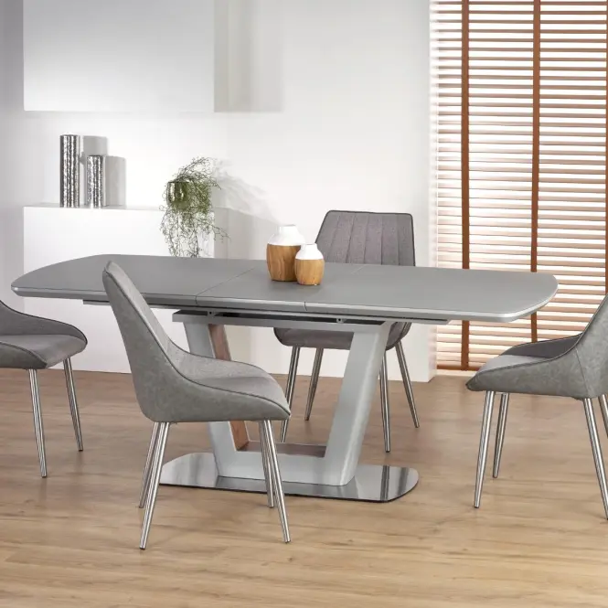 Rozkladací stôl Bilotti 160/200x90cm svetlá popolavá mat/orech