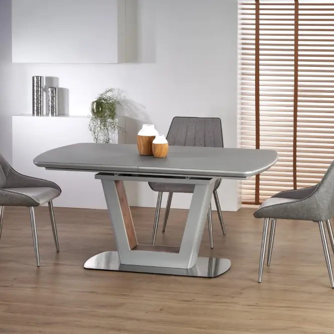 Rozkladací stôl Bilotti 160/200x90cm svetlá popolavá mat/orech,6