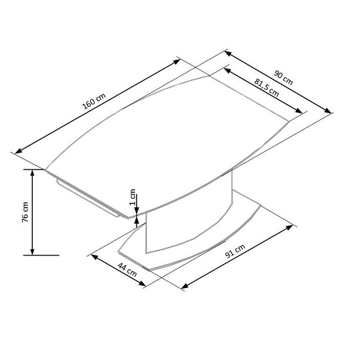 Rozkladací stôl Anderson 160/250x90cm Sklo/Oceľ – Čierna/Biely