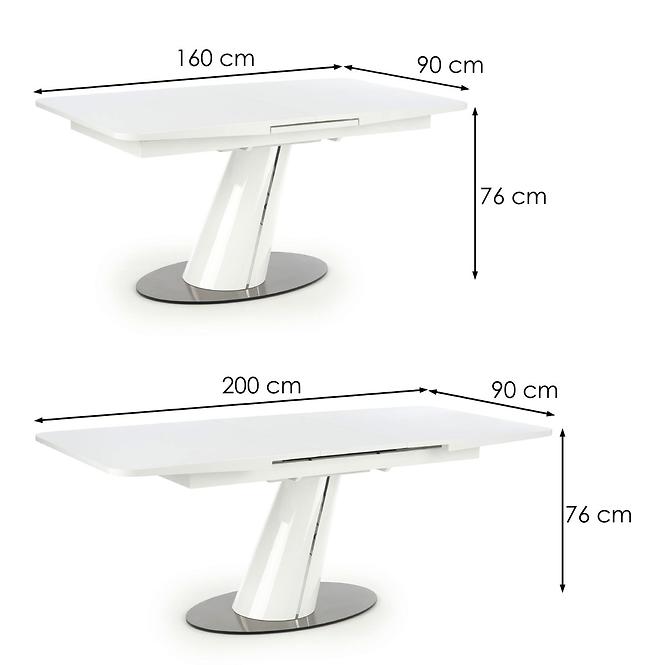 Rozkladací stôl Odense 160/200x90cm Mdf/Oceľ – Biely