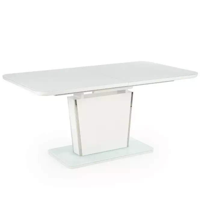 Rozkladací stôl Bonari 160/200x90cm Sklo/Mdf/Oceľ – Biely