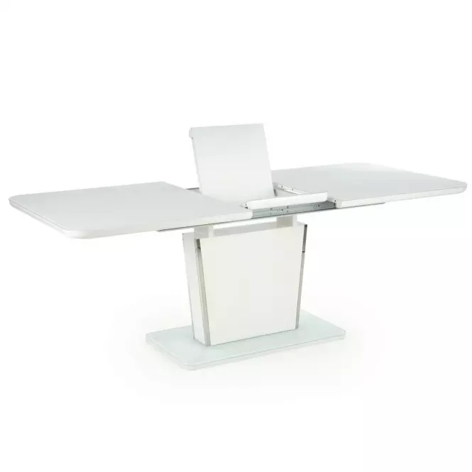 Rozkladací stôl Bonari 160/200x90cm Sklo/Mdf/Oceľ – Biely