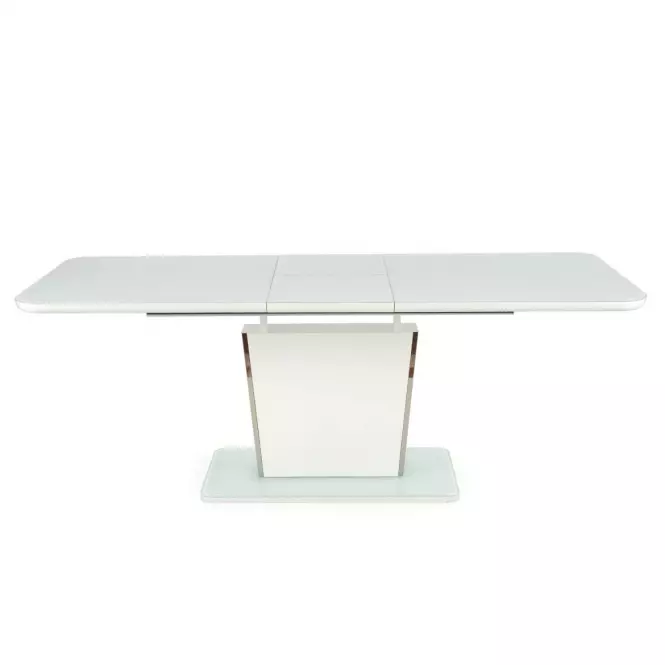 Rozkladací stôl Bonari 160/200x90cm Sklo/Mdf/Oceľ – Biely