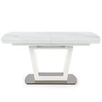 Rozkladací stôl Blanco 160/200 Sklo/Mdf/Oceľ – Biely Marmur/Biely