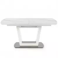 Rozkladací stôl Blanco 160/200 Sklo/Mdf/Oceľ – Biely Marmur/Biely