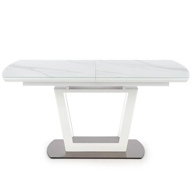 Rozkladací stôl Blanco 160/200 Sklo/Mdf/Oceľ – Biely Marmur/Biely