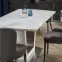 Rozkladací stôl Blanco 160/200 Sklo/Mdf/Oceľ – Biely Marmur/Biely,12