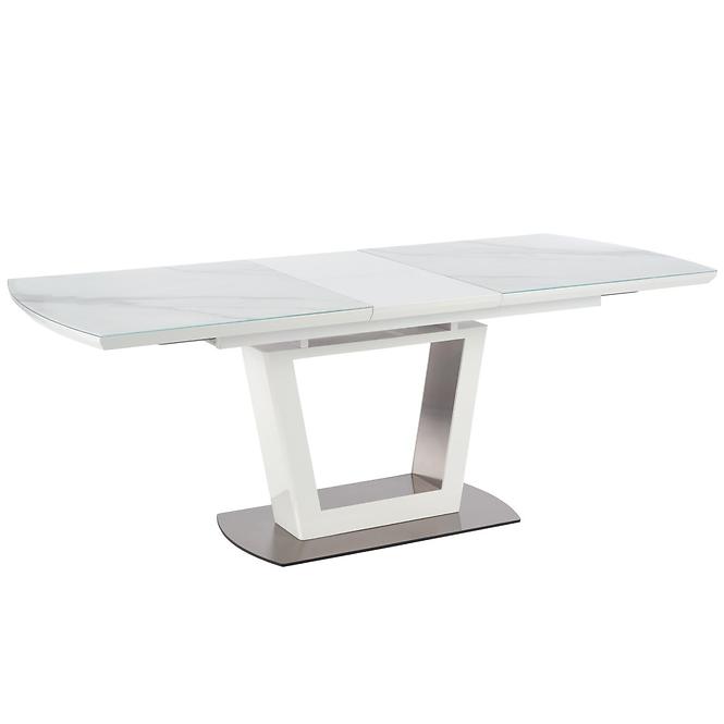 Rozkladací stôl Blanco 160/200 Sklo/Mdf/Oceľ – Biely Marmur/Biely,8