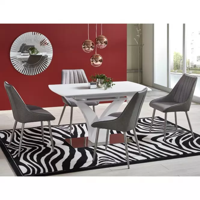 Rozkladací stôl Palermo 140/180x80cm Sklo/Mdf/Oceľ – Biely Mat