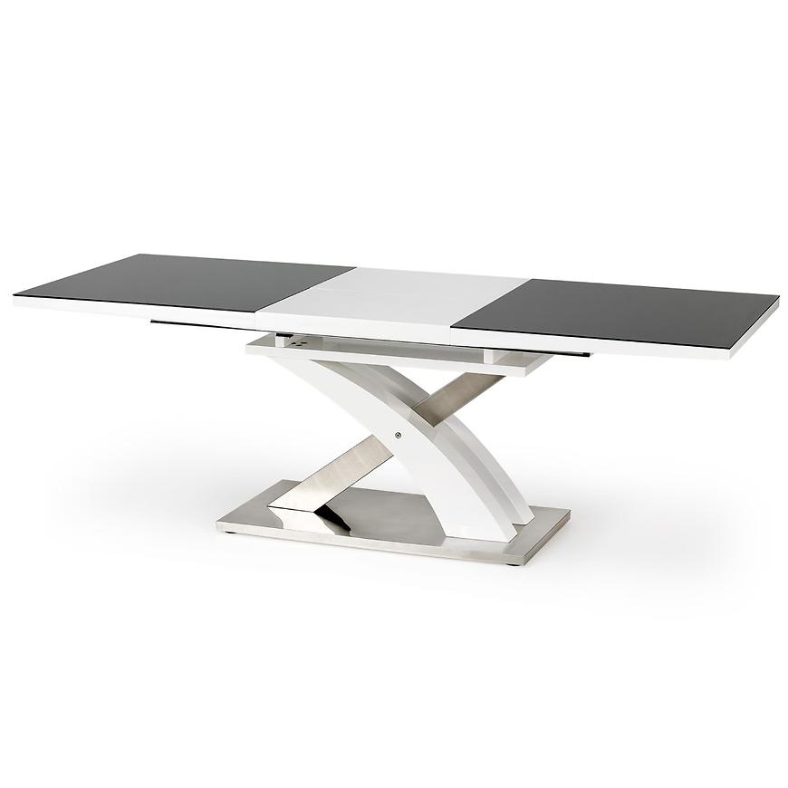 Rozkladací stôl Sandor 2 160/220x90cm  Sklo-Čierna/Mdf-Biely