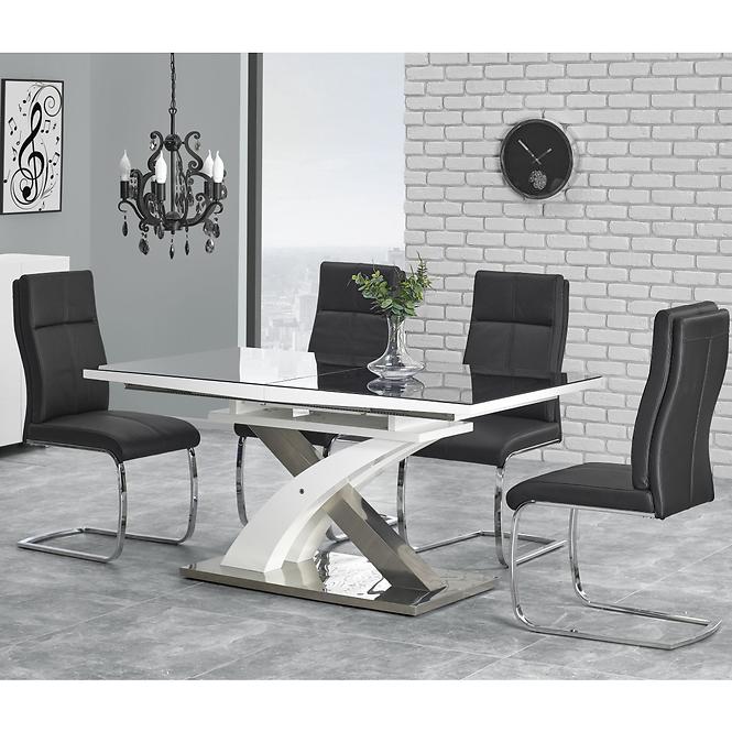 Rozkladací stôl Sandor 2 160/220x90cm  Sklo-Čierna/Mdf-Biely