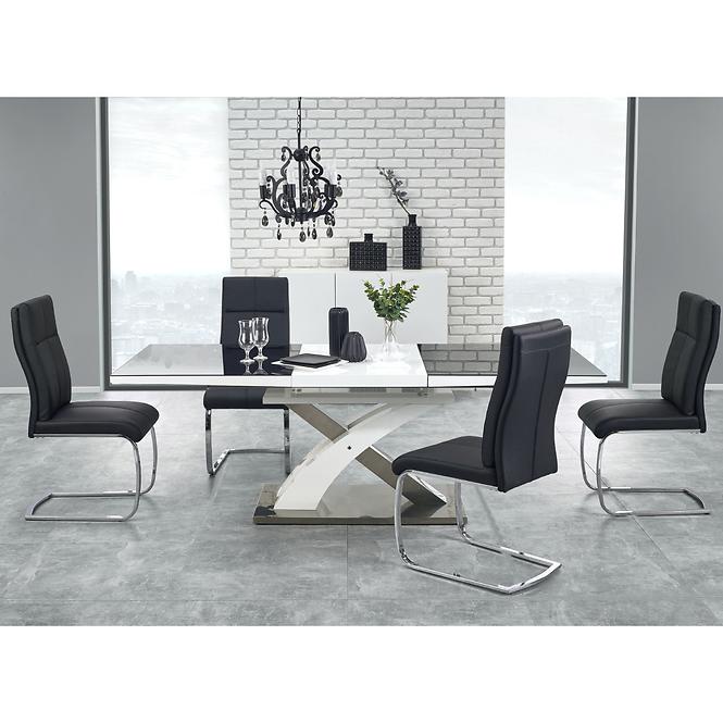 Rozkladací stôl Sandor 2 160/220x90cm  Sklo-Čierna/Mdf-Biely