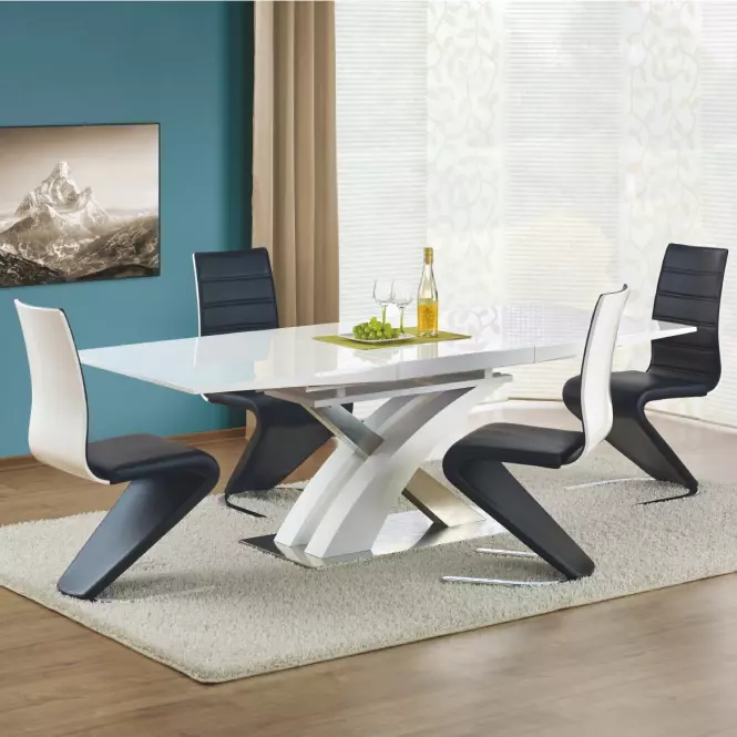 Rozkladací stôl Sandor 160/220x90cm Mdf/Oceľ – Biely