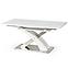Rozkladací stôl Sandor 2 160/220x90cm  Sklo/Mdf/Oceľ – Biely