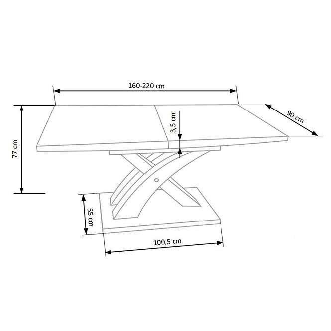 Rozkladací stôl Sandor 2 160/220x90cm  Sklo/Mdf/Oceľ – Biely