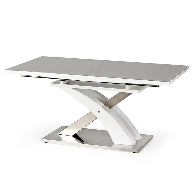 Rozkladací stôl Sandor 2 160/220x90cm  Sklo/Mdf/Oceľ – Popolavý/Biely