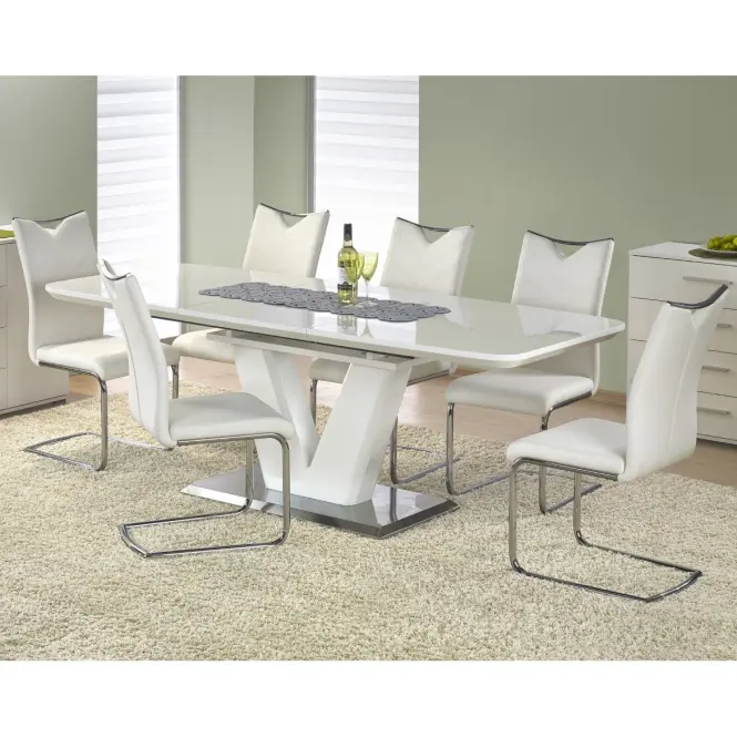 Rozkladací stôl Mistral 160/220x90cm Mdf/Oceľ – Biely,10