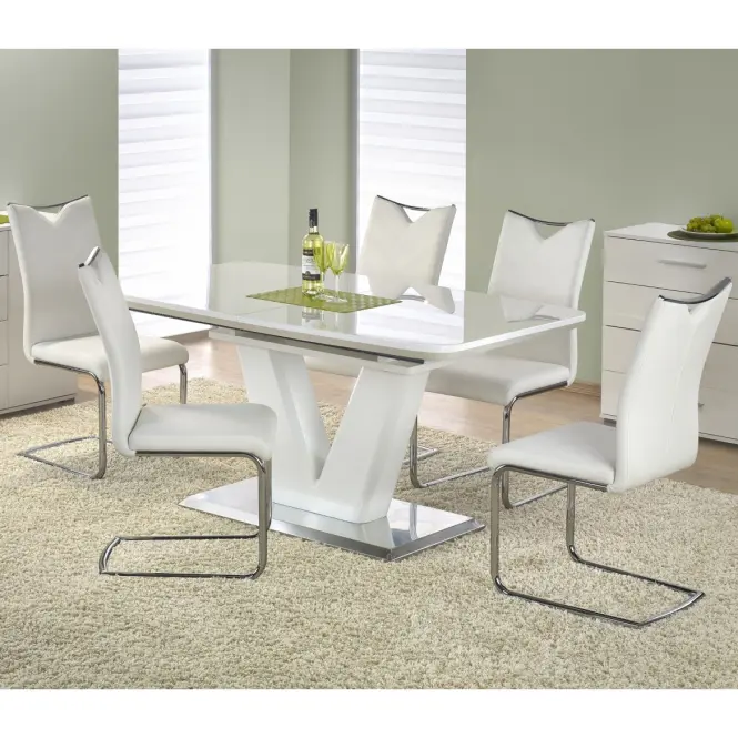Rozkladací stôl Mistral 160/220x90cm Mdf/Oceľ – Biely,11