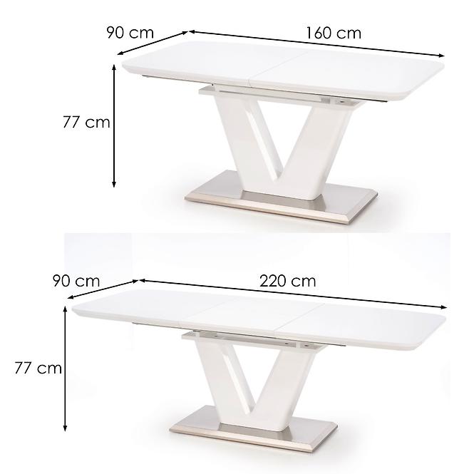 Rozkladací stôl Mistral 160/220x90cm Mdf/Oceľ – Biely