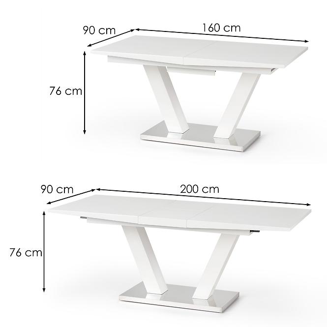 Rozkladací stôl Vision 160/200x90cm Mdf/Oceľ – Biely