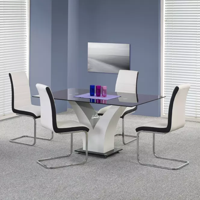 Stôl Vesper 160 Sklo/Mdf – Čierna/Biely