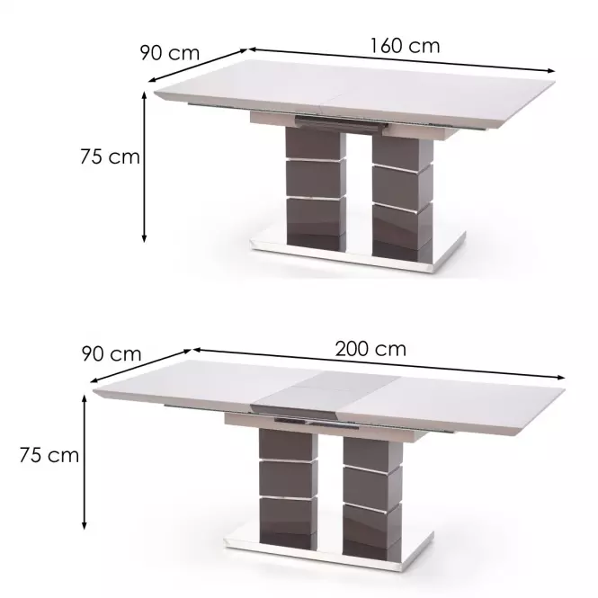 Rozkladací stôl Lord 160/200x90cm Mdf/Oceľ – Svetlý Popolavý/Tmavé Popolavý