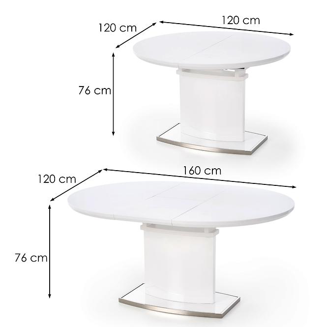 Rozkladací stôl Federico 120/160x120cm Mdf/Oceľ – Biely