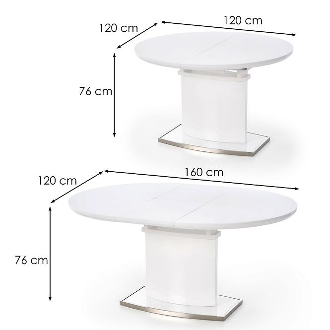 Rozkladací stôl Federico 120/160x120cm Mdf/Oceľ – Biely,2