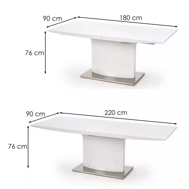 Rozkladací stôl Marcello 180/220x90cm Mdf/Oceľ – Biely
