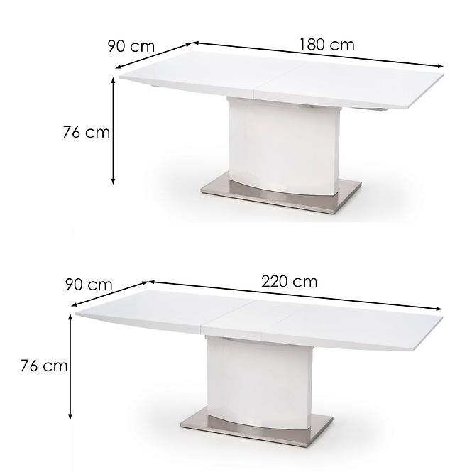 Rozkladací stôl Marcello 180/220x90cm Mdf/Oceľ – Biely