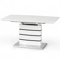 Rozkladací stôl Nord 140/180x80cm Mdf/Oceľ – Biely/Čierna