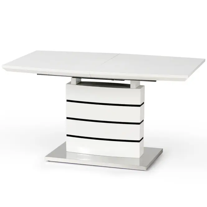 Rozkladací stôl Nord 140/180x80cm Mdf/Oceľ – Biely/Čierna