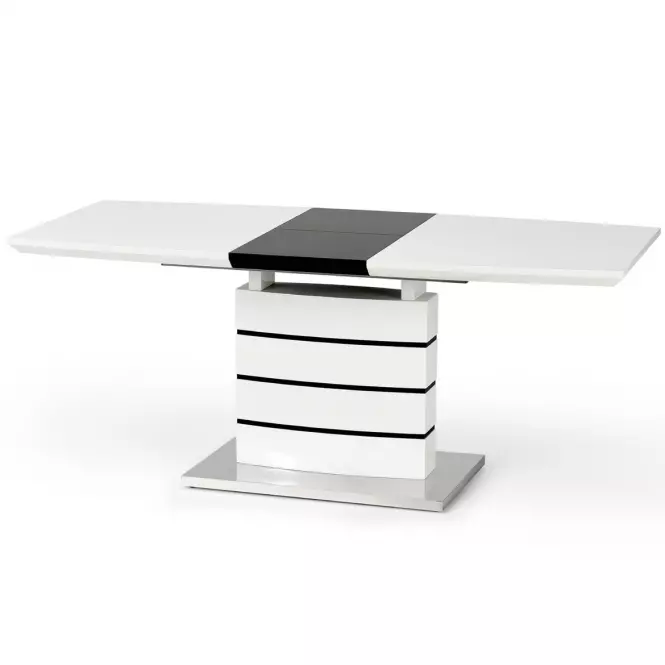 Rozkladací stôl Nord 140/180x80cm Mdf/Oceľ – Biely/Čierna