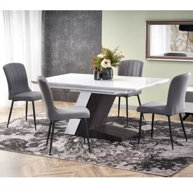 Rozkladací stôl Mortis 160/200x90cm Mdf – Biely/Tmavé Popolavý,13