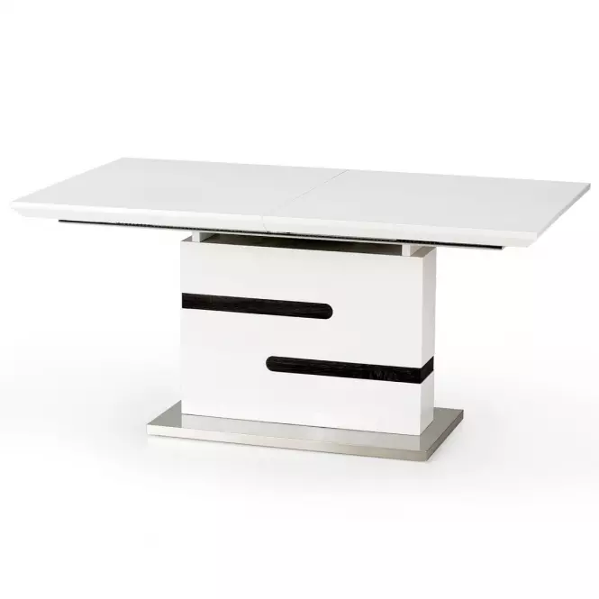 Rozkladací stôl Monaco 160/220x90cm Mdf/Oceľ – Biely/Popolavý