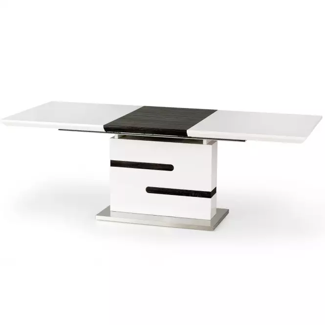 Rozkladací stôl Monaco 160/220x90cm Mdf/Oceľ – Biely/Popolavý