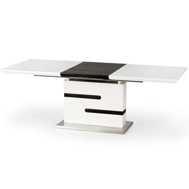 Rozkladací stôl Monaco 160/220x90cm Mdf/Oceľ – Biely/Popolavý,2