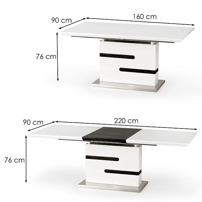 Rozkladací stôl Monaco 160/220x90cm Mdf/Oceľ – Biely/Popolavý