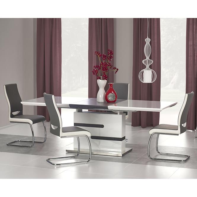 Rozkladací stôl Monaco 160/220x90cm Mdf/Oceľ – Biely/Popolavý