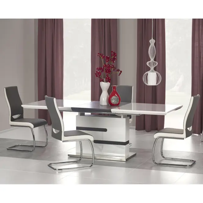 Rozkladací stôl Monaco 160/220x90cm Mdf/Oceľ – Biely/Popolavý,4