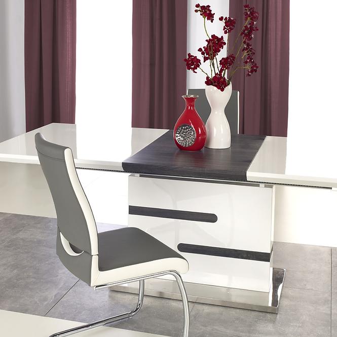 Rozkladací stôl Monaco 160/220x90cm Mdf/Oceľ – Biely/Popolavý