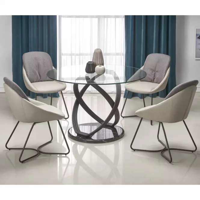 Stôl Optico 122 Sklo/Oceľ/Mdf – Transparentný/Čierna