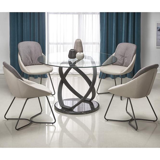 Stôl Optico 122 Sklo/Oceľ/Mdf – Transparentný/Čierna