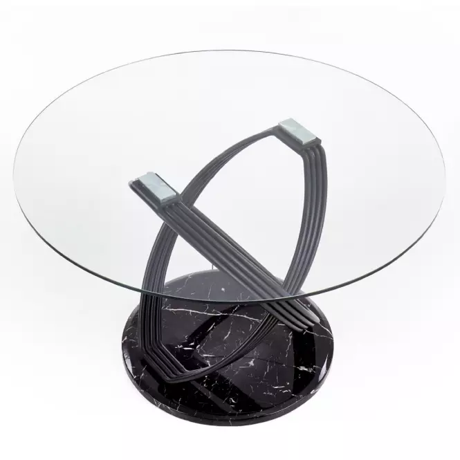 Stôl Optico 122 Sklo/Oceľ/Mdf – Transparentný/Čierna